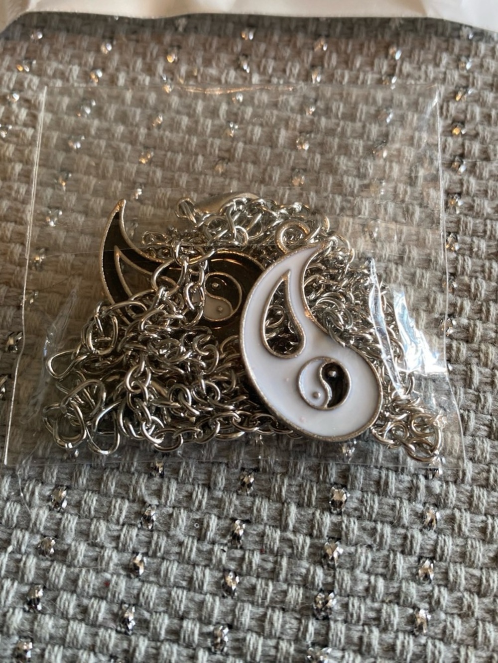 White Enamel Yin-Yang Flame Pendant Necklace - Women's Jewelry
